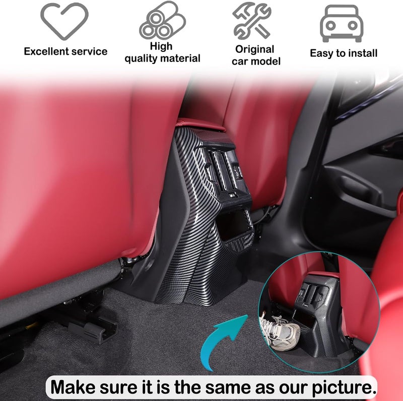 Hudiriy Rear Air Vent Outlet Panel Anti Kick Cover Compatible with BMW X3 2025 2026 Interior Rear Row Air Conditioning Vent Cover Center Console Protector Panel Trim Cover (Carbon Fiber Pattern) - Image 5